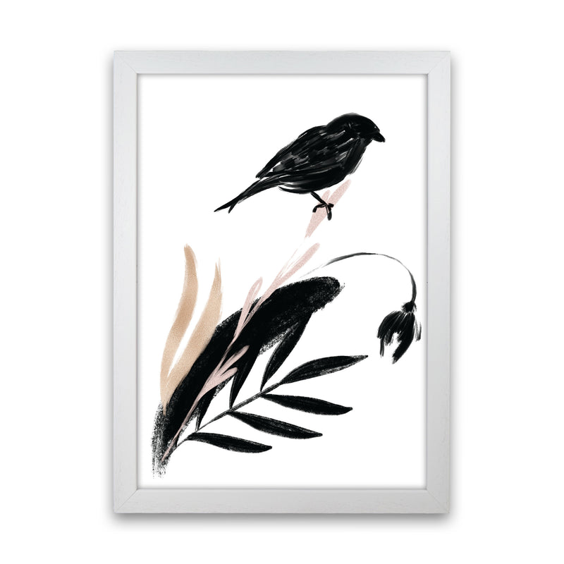 Delicate Floral Bird 04 Art Print by Pixy Paper White Grain