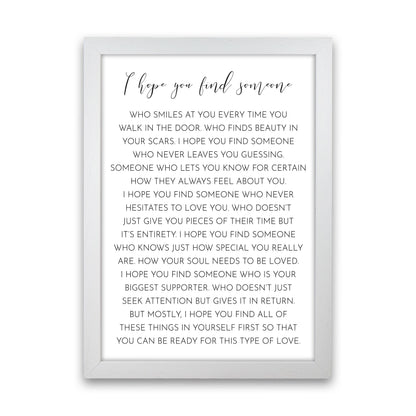 I HOPE YOU FIND SOMEONE-01 Art Print by Pixy Paper White Grain