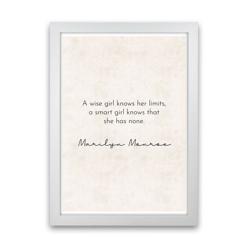 A Wise Girl - Marilyn Monroe Art Print by Pixy Paper White Grain
