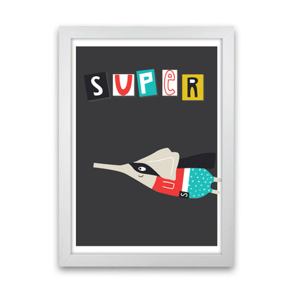 Super elephant Art Print by Pixy Paper White Grain