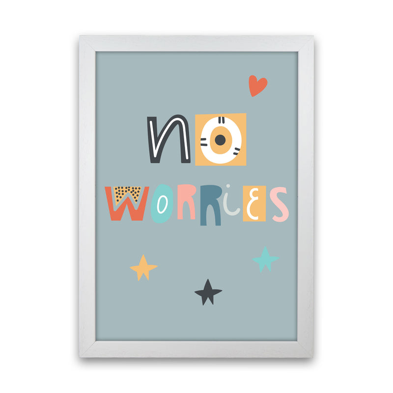 No worries Neutral kids Art Print by Pixy Paper White Grain