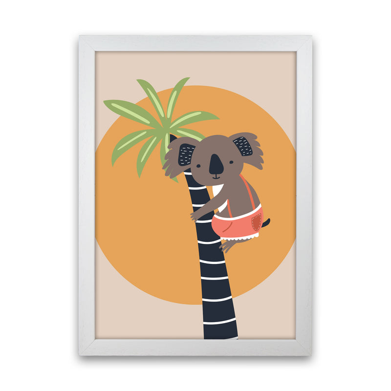 Koala in tree Neutral kids Art Print by Pixy Paper White Grain