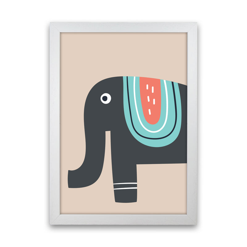 Elephant Neutral kids Art Print by Pixy Paper White Grain