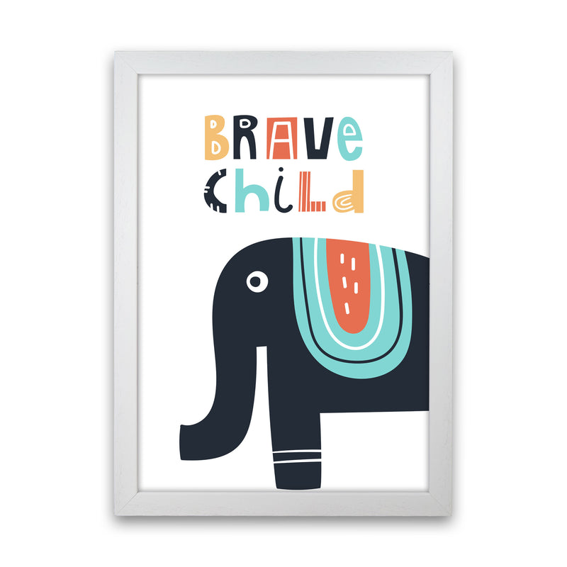 Brave child elephant Art Print by Pixy Paper White Grain