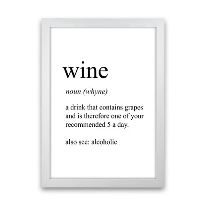 Wine Definition Art Print by Pixy Paper White Grain