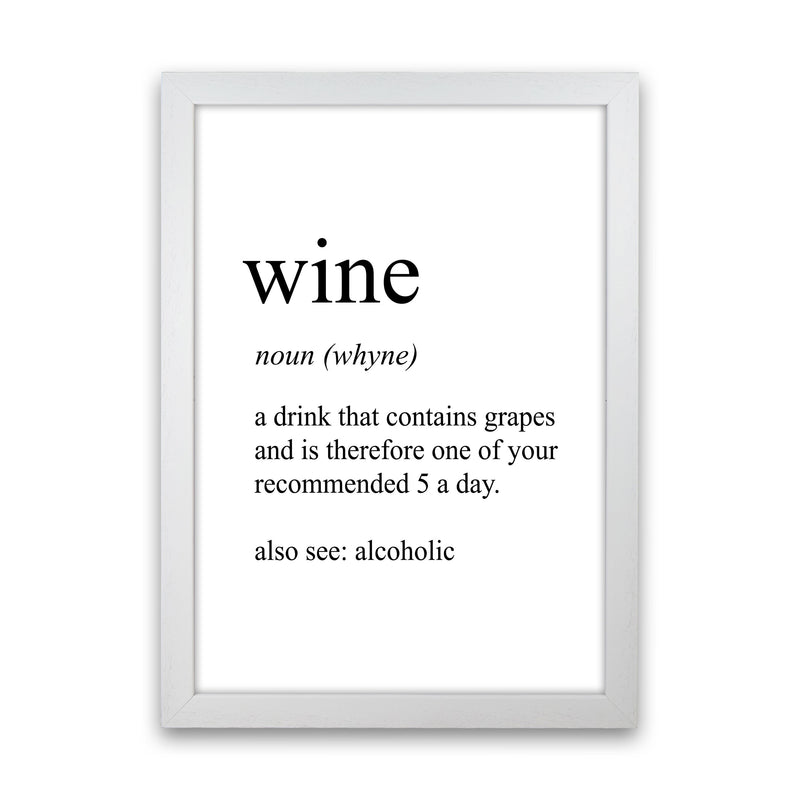 Wine Definition Art Print by Pixy Paper White Grain