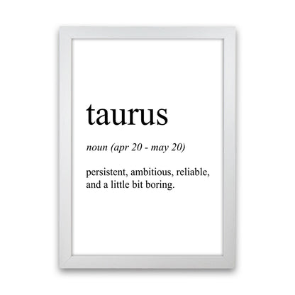 Taurus Definition Art Print by Pixy Paper White Grain