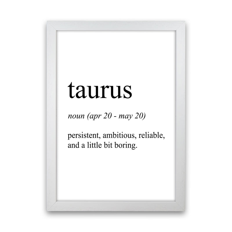 Taurus Definition Art Print by Pixy Paper White Grain
