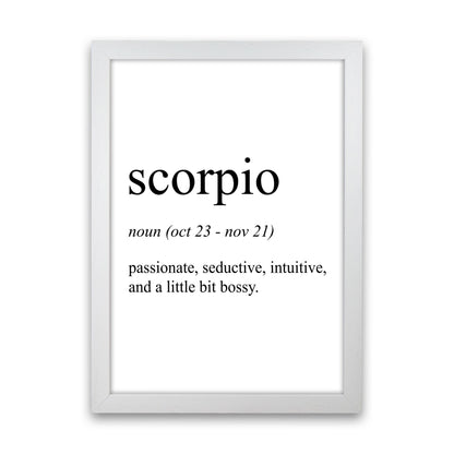 Scorpio Definition Art Print by Pixy Paper White Grain