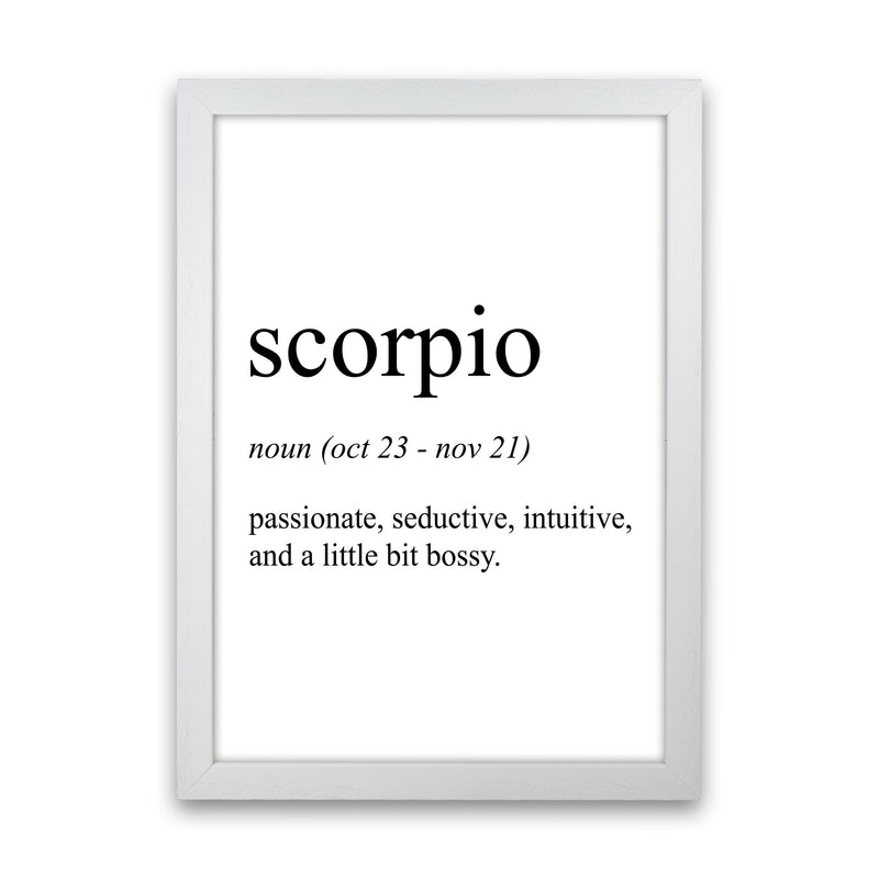 Scorpio Definition Art Print by Pixy Paper White Grain