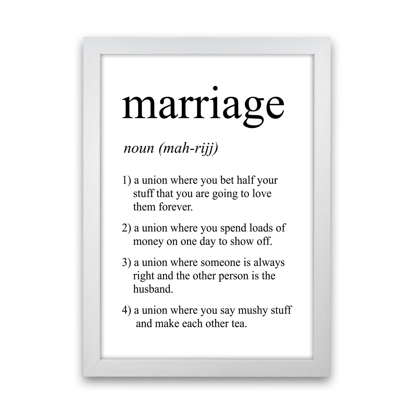 Marriage Definition Art Print by Pixy Paper White Grain