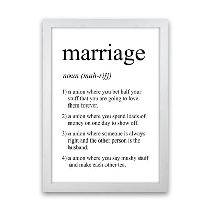 Marriage Definition Art Print by Pixy Paper White Grain