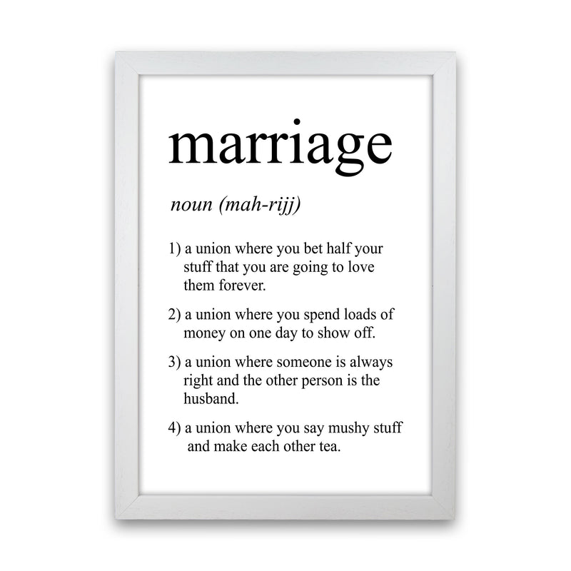 Marriage Definition Art Print by Pixy Paper White Grain