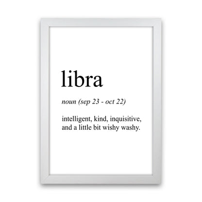 Libra Definition Art Print by Pixy Paper White Grain