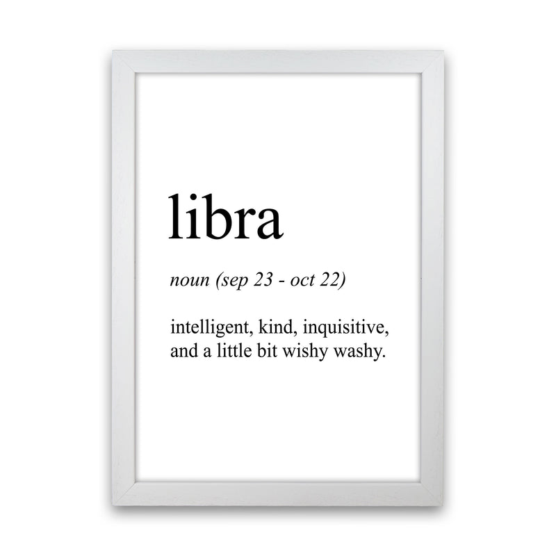 Libra Definition Art Print by Pixy Paper White Grain