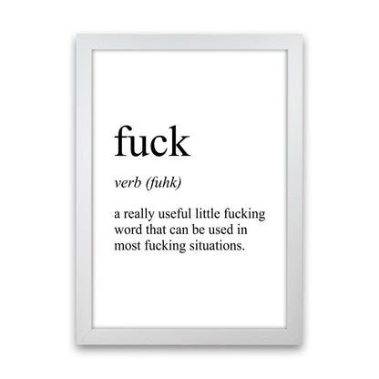 Fuck Definition Art Print by Pixy Paper White Grain