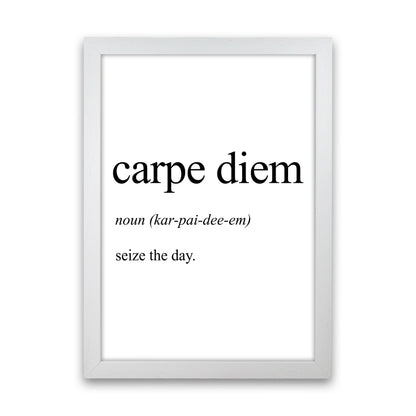 Carpe Diem Definition Art Print by Pixy Paper White Grain