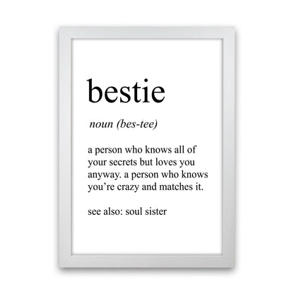 Bestie Definition Art Print by Pixy Paper White Grain