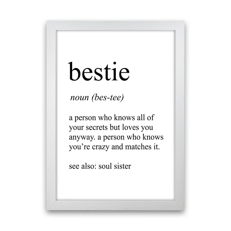 Bestie Definition Art Print by Pixy Paper White Grain