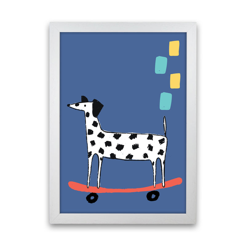Skateboard Dog Art Print by Pixy Paper White Grain