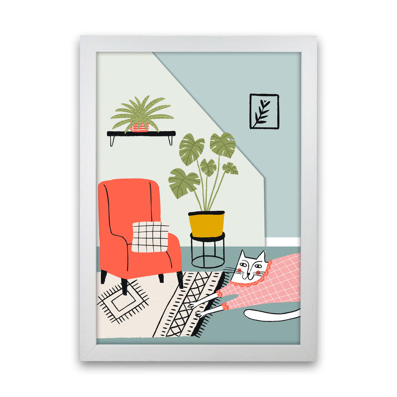 Cat At Home Art Print by Pixy Paper White Grain