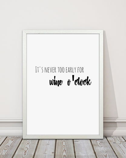Wine o'clock Quote Art Print by Proper Job Studio