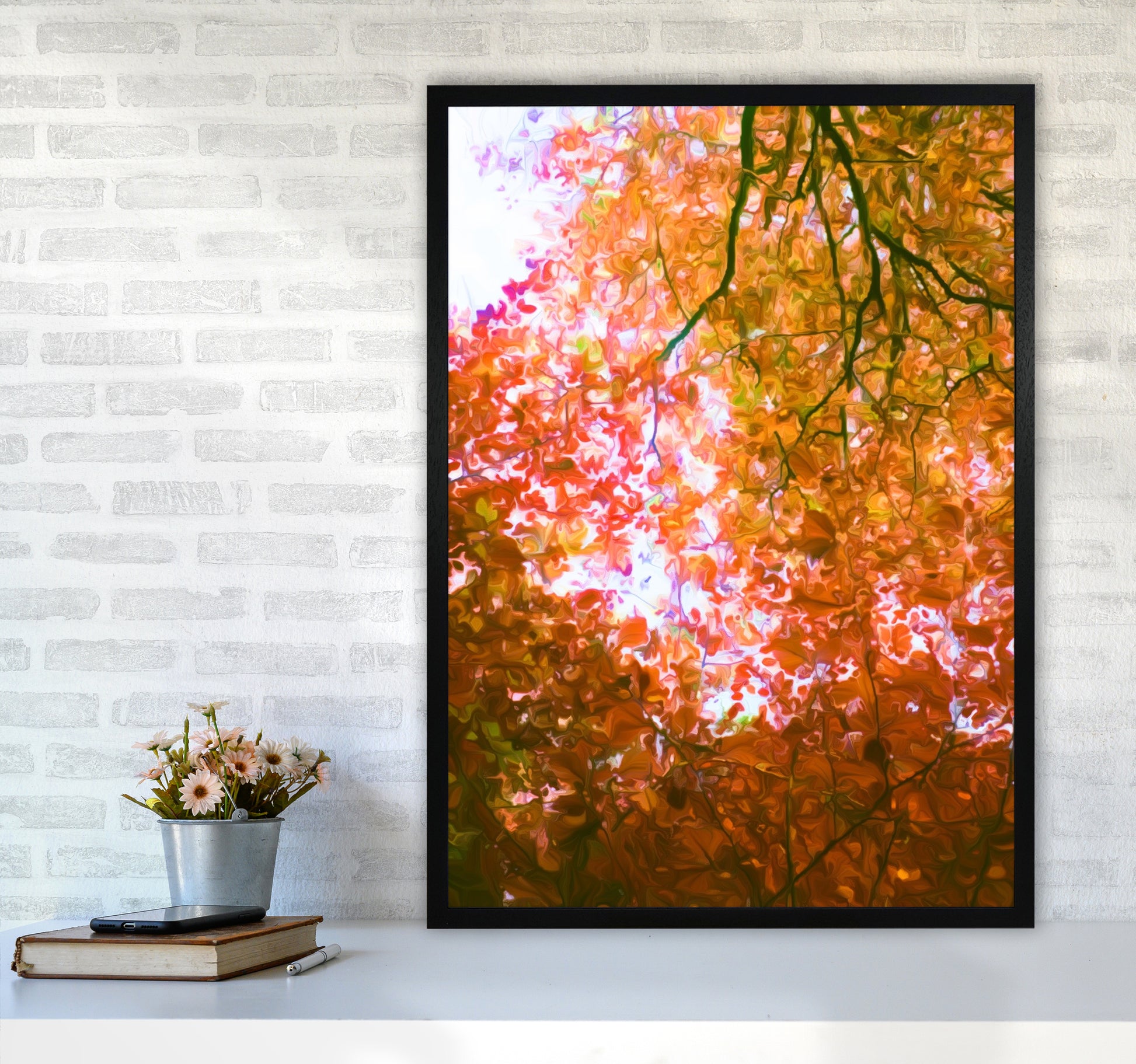 Autumn Leaves A1 White Frame