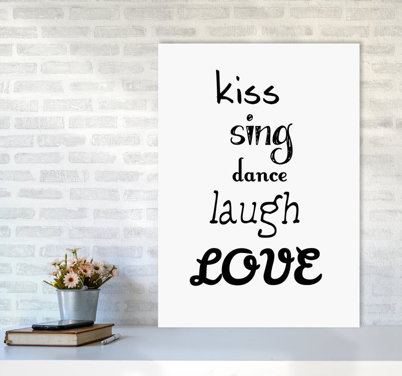 Kiss Quote Art Print by Proper Job Studio A1 Black Frame