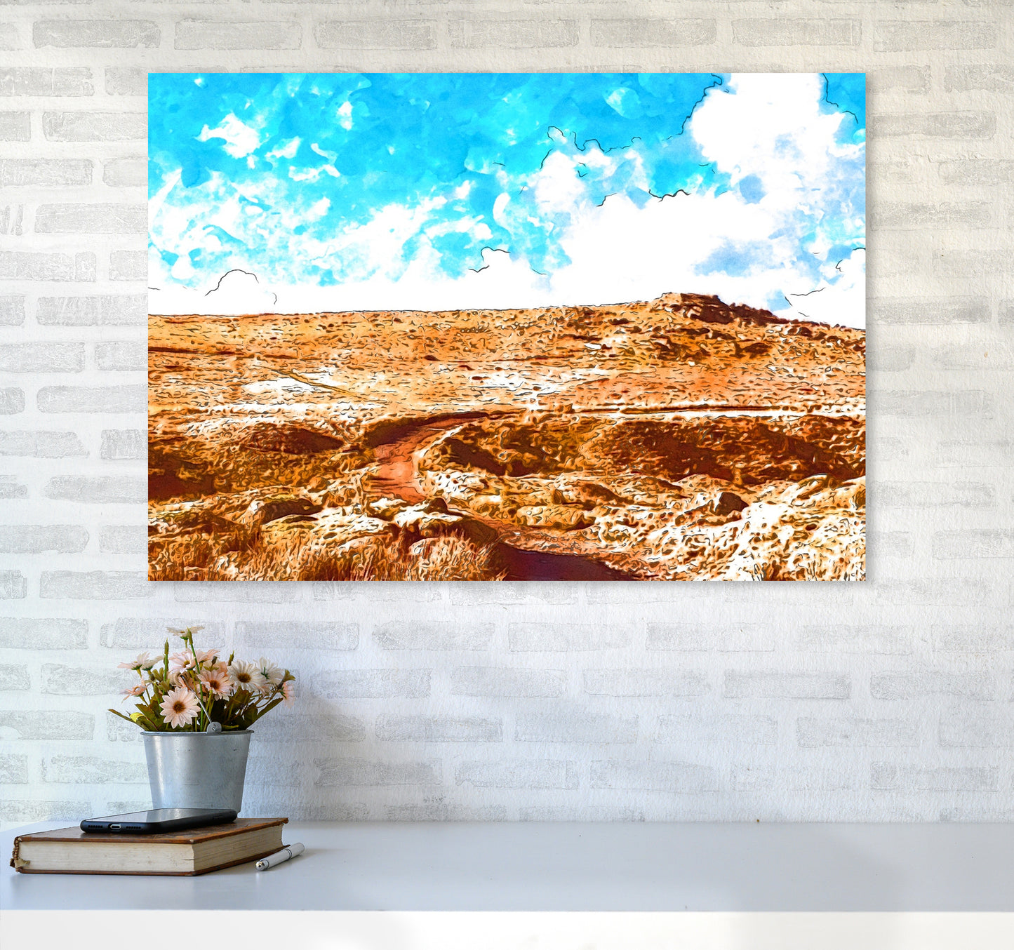 Dartmoor Tor Art Print by Proper Job Studio A1 Black Frame
