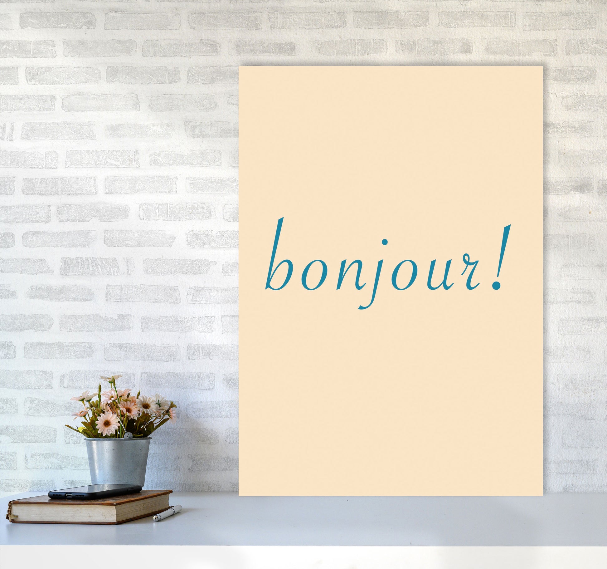 Bonjour Art Print by Proper Job Studio A1 Black Frame