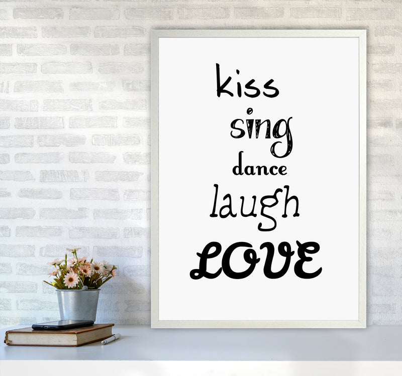 Kiss Quote Art Print by Proper Job Studio A1 Oak Frame