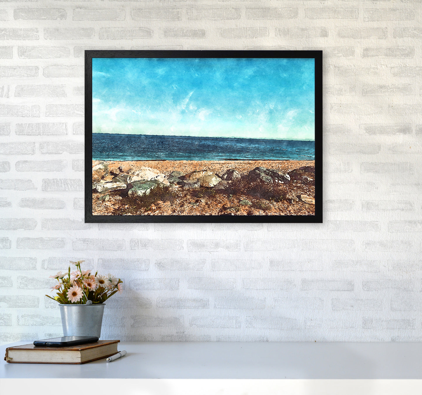 A day at the beach 2 A2 White Frame