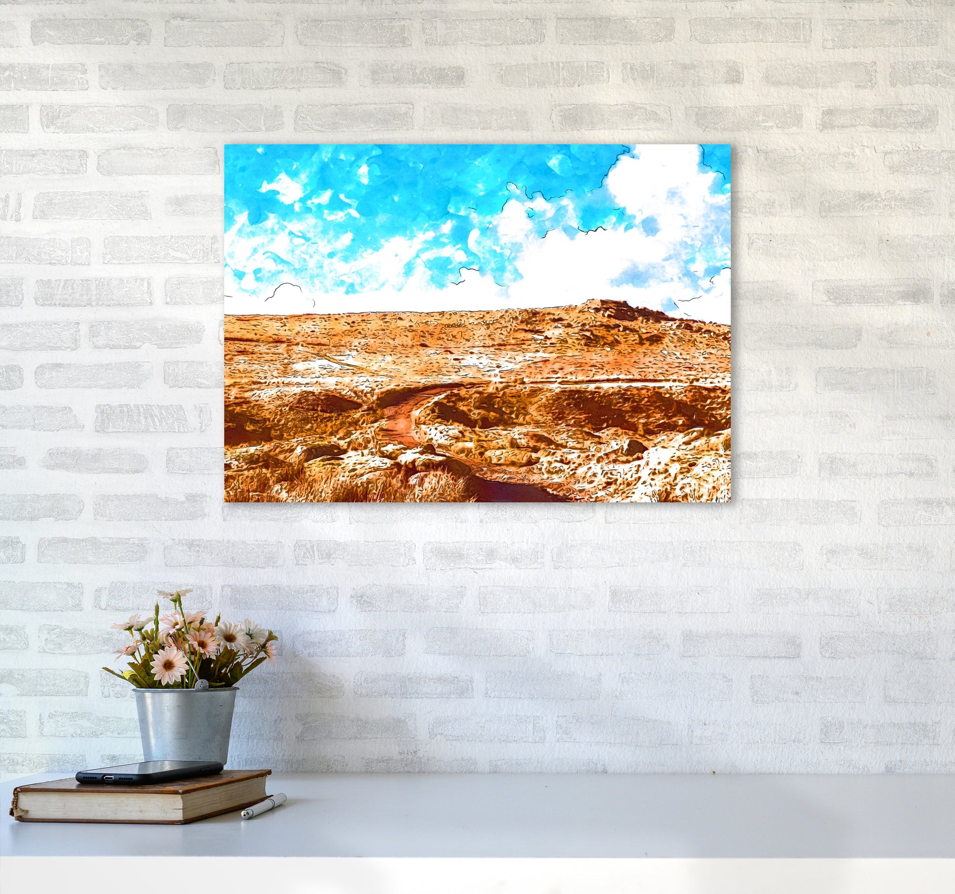 Dartmoor Tor Art Print by Proper Job Studio A2 Black Frame