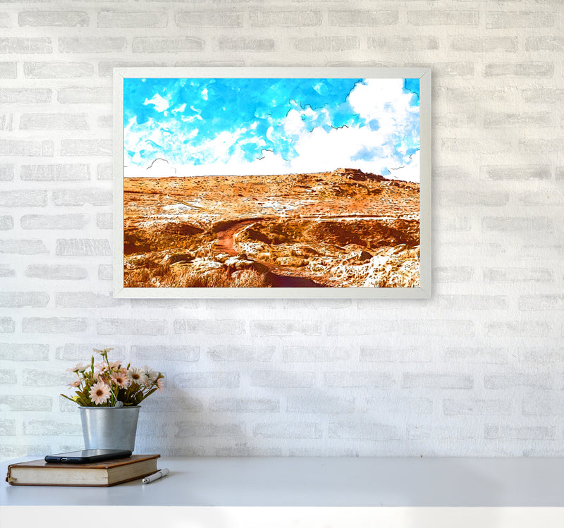 Dartmoor Tor Art Print by Proper Job Studio A2 Oak Frame