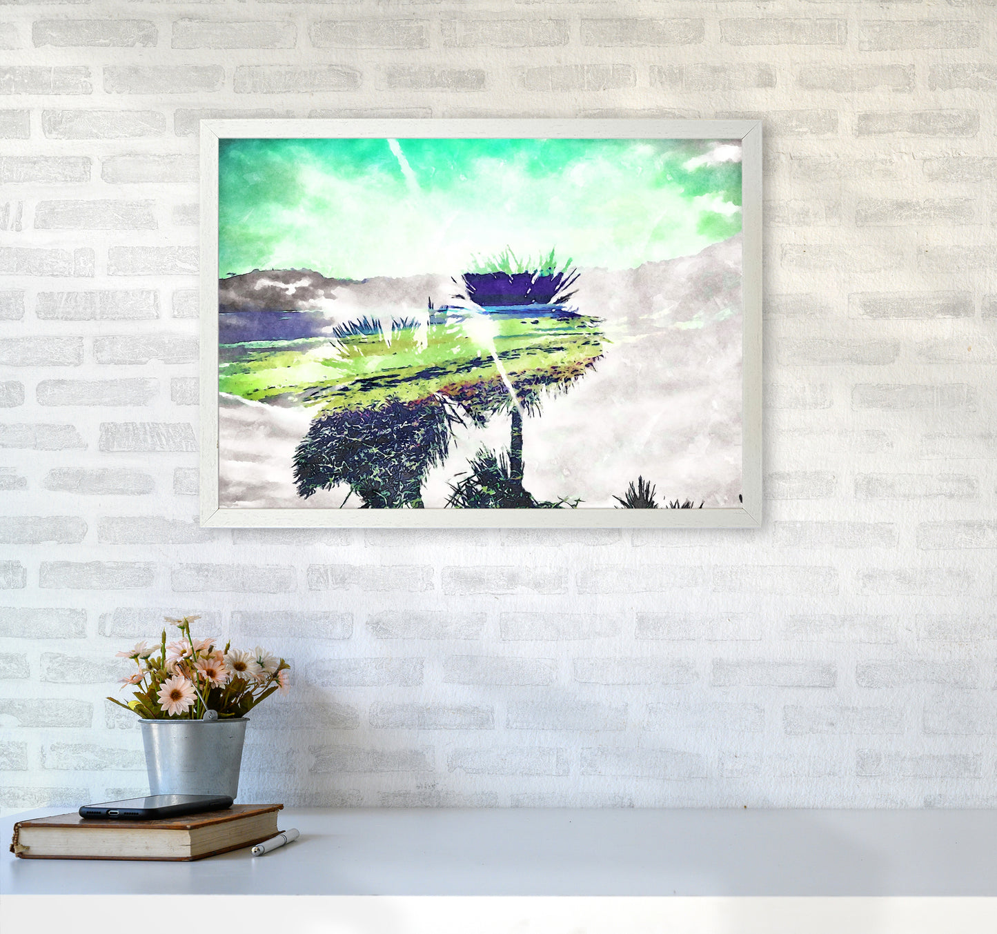 Hazy Sun Art Print by Proper Job Studio A2 Oak Frame