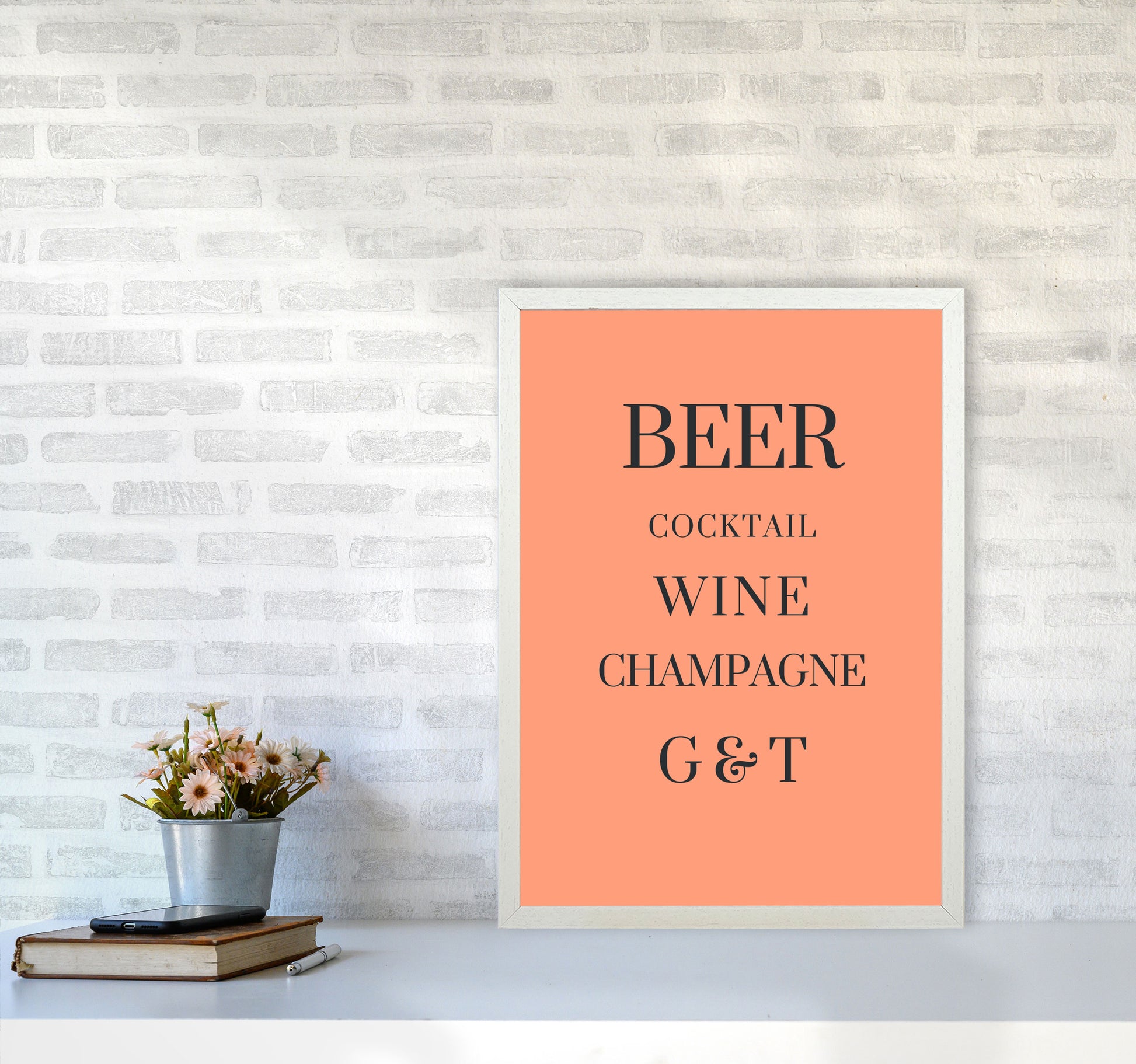 Drinks Art Print by Proper Job Studio A2 Oak Frame