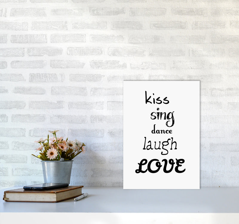 Kiss Quote Art Print by Proper Job Studio A3 Black Frame
