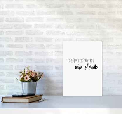 Wine o'clock Quote Art Print by Proper Job Studio A3 Black Frame