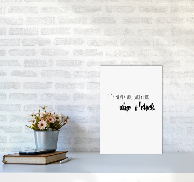 Wine o'clock Quote Art Print by Proper Job Studio A3 Black Frame