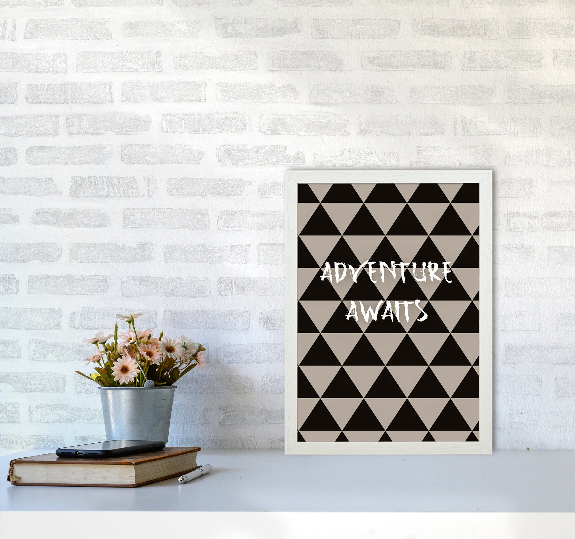 Adventure Quote Art Print by Proper Job Studio A3 Oak Frame