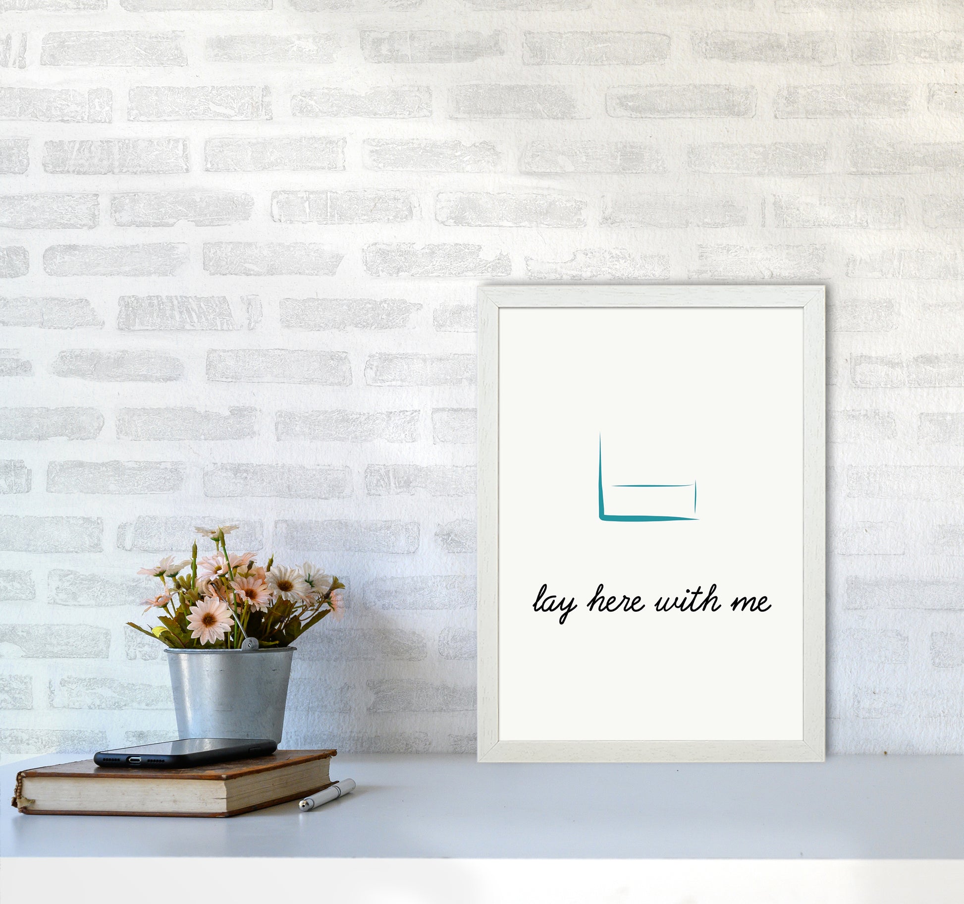 Lay here Quote Art Print by Proper Job Studio A3 Oak Frame