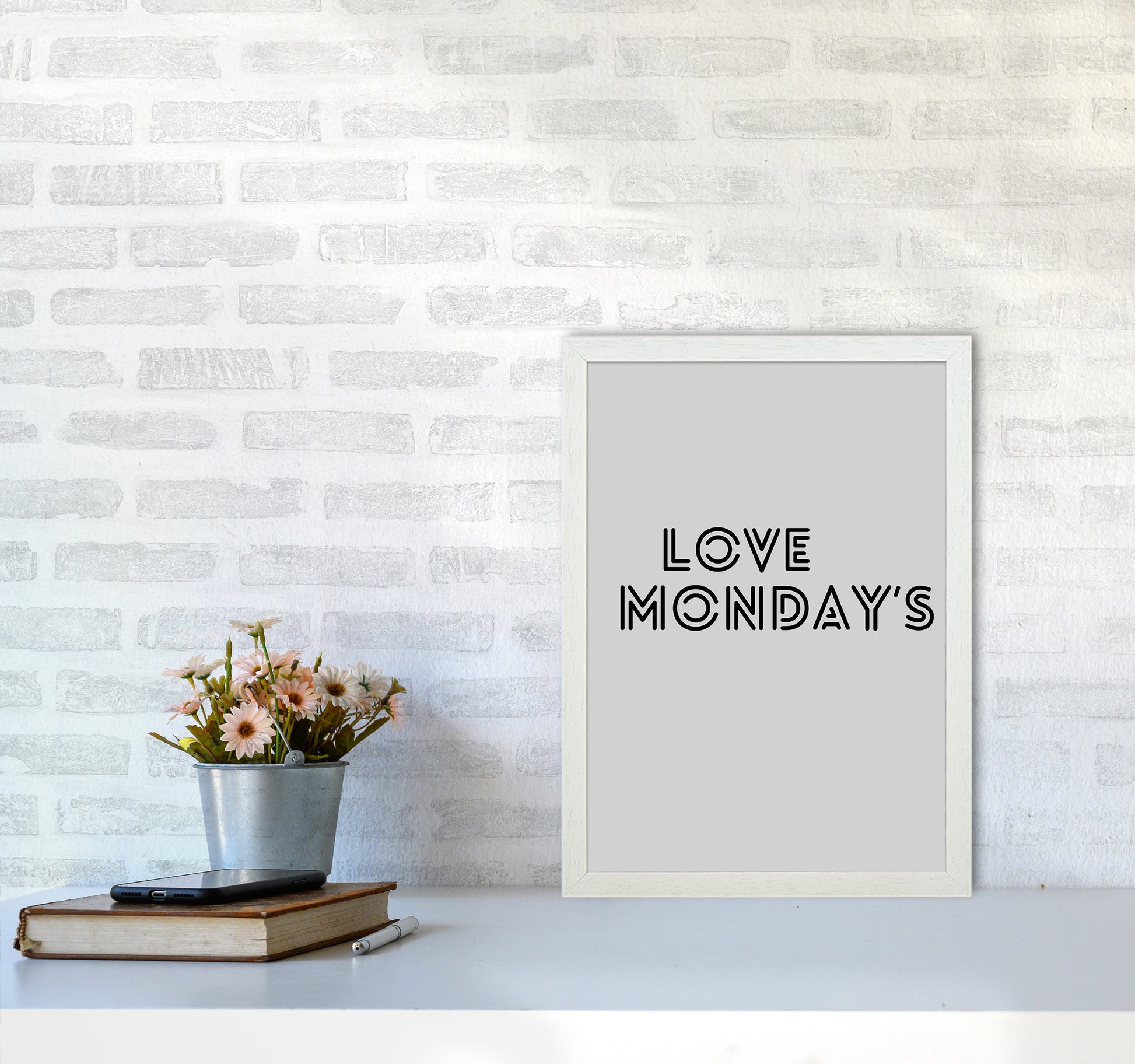 Love Monday's Quote Art Print by Proper Job Studio A3 Oak Frame