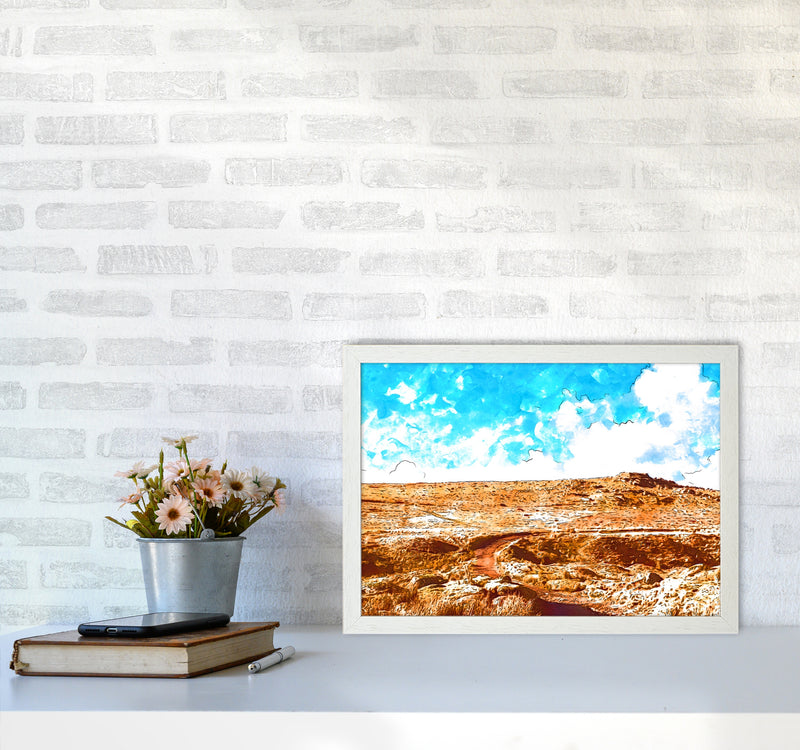 Dartmoor Tor Art Print by Proper Job Studio A3 Oak Frame