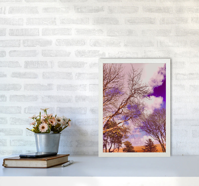 Pink Dartmoor Art Print by Proper Job Studio A3 Oak Frame