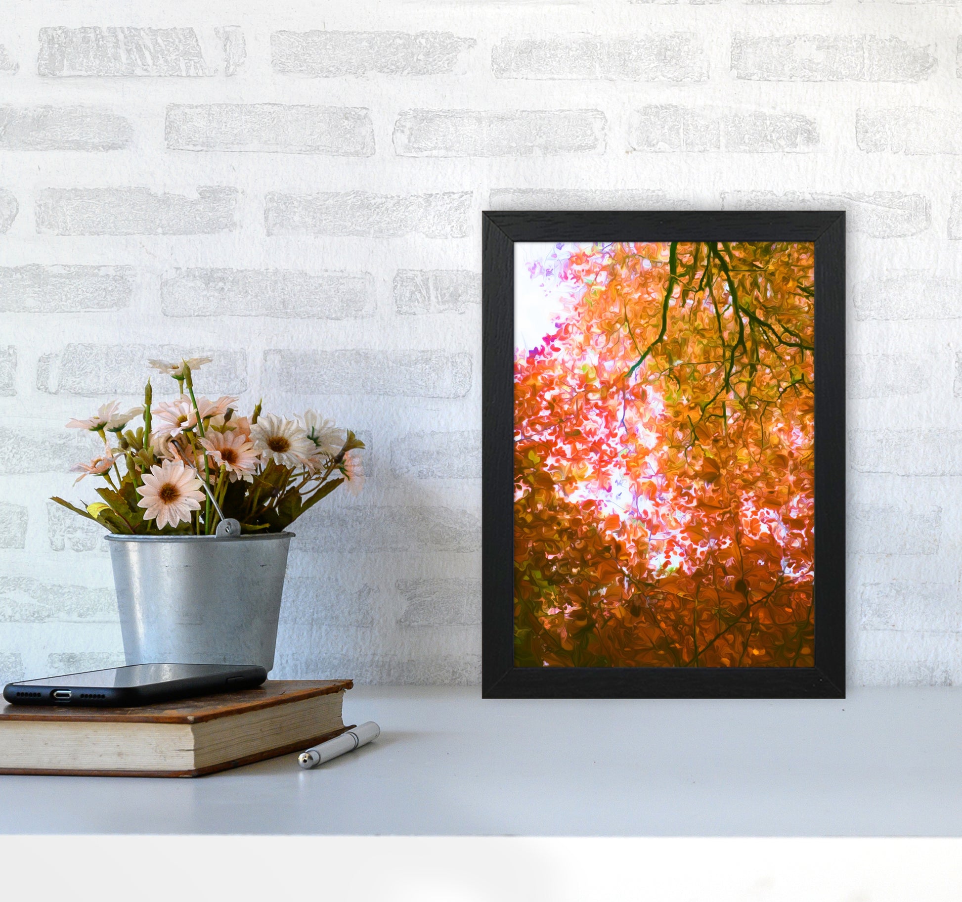 Autumn Leaves A4 White Frame