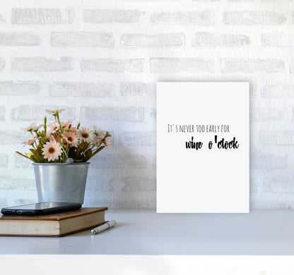 Wine o'clock Quote Art Print by Proper Job Studio A4 Black Frame