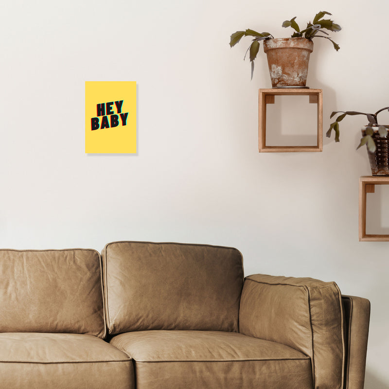 Hey Baby Art Print by Proper Job Studio A4 Black Frame