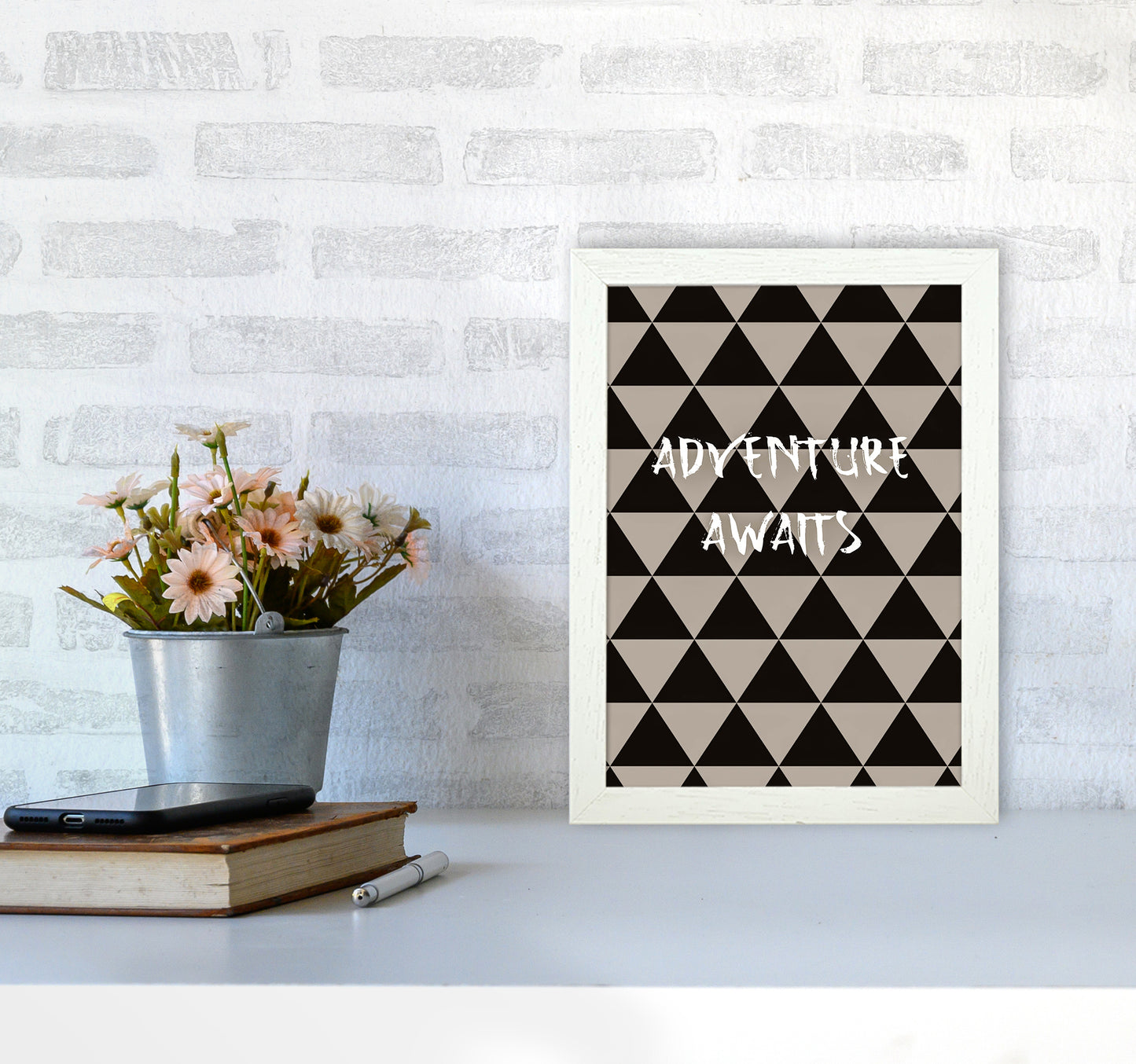 Adventure Quote Art Print by Proper Job Studio A4 Oak Frame