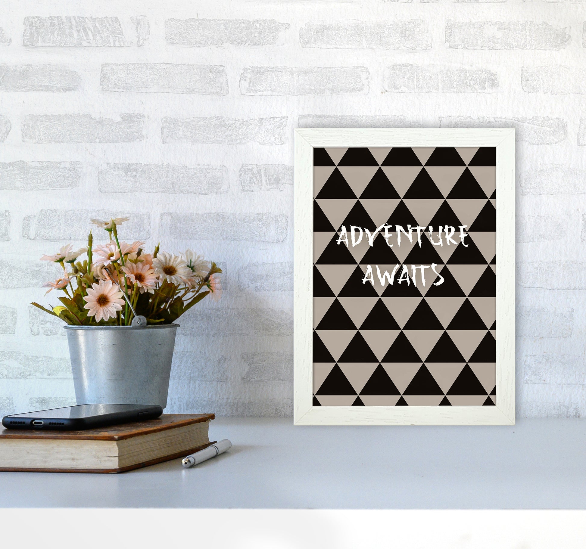Adventure Quote Art Print by Proper Job Studio A4 Oak Frame