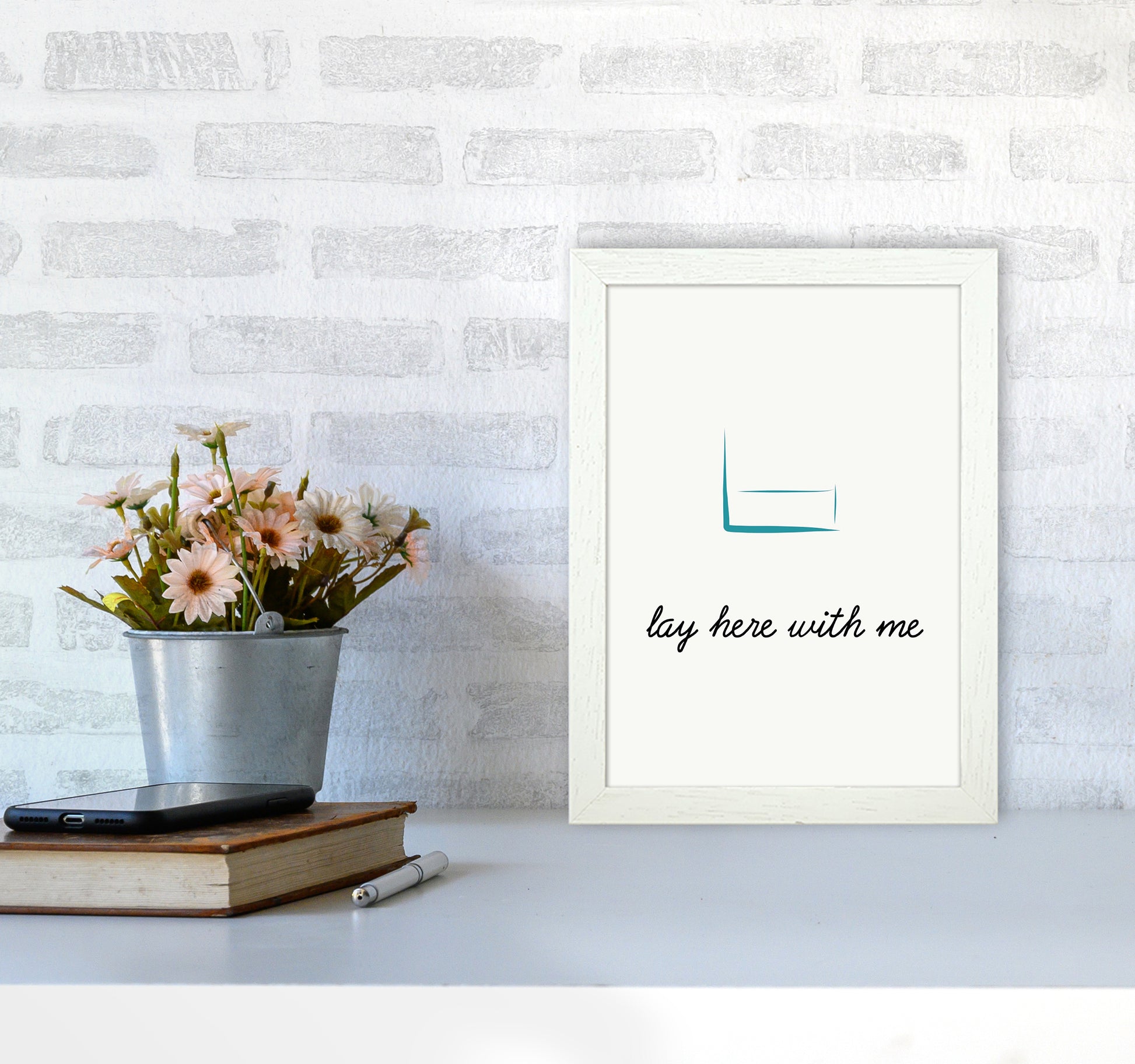 Lay here Quote Art Print by Proper Job Studio A4 Oak Frame